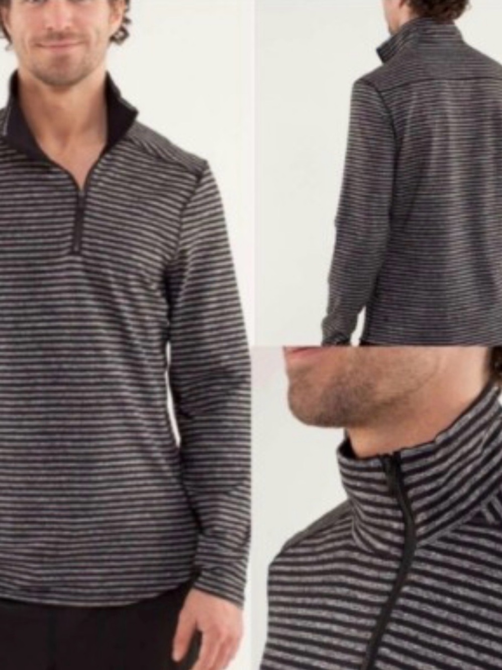 Lululemon Surge Warm 1/2 Zip in Raven Stripe Black Heathered Medium